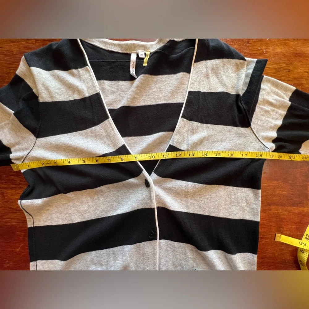 Michael Stars 100% Cotton Striped One Size Button Front Cardigan Collegiate